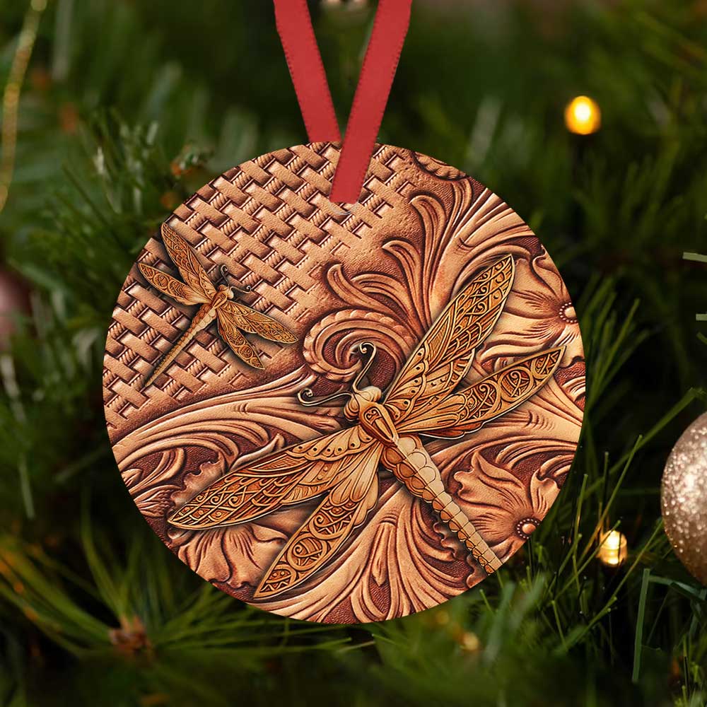 Dragonfly Wooden Vintage Style Circle Ornament