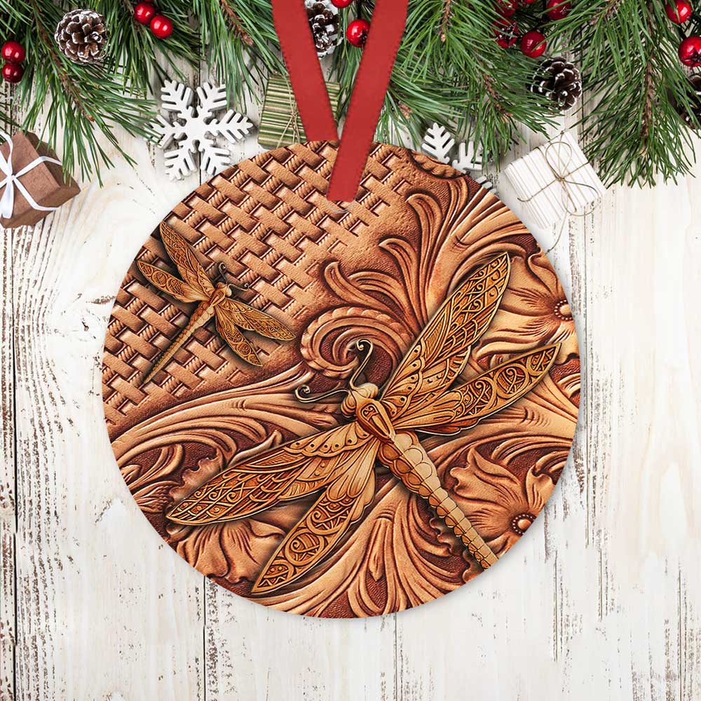 Dragonfly Wooden Vintage Style Circle Ornament