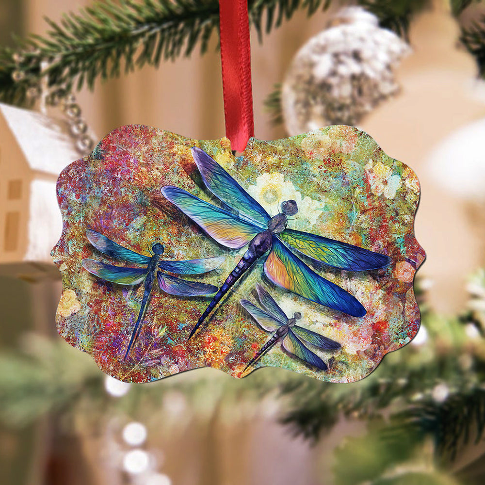Dragonfly Lover Coloful Art Horizontal Ornament