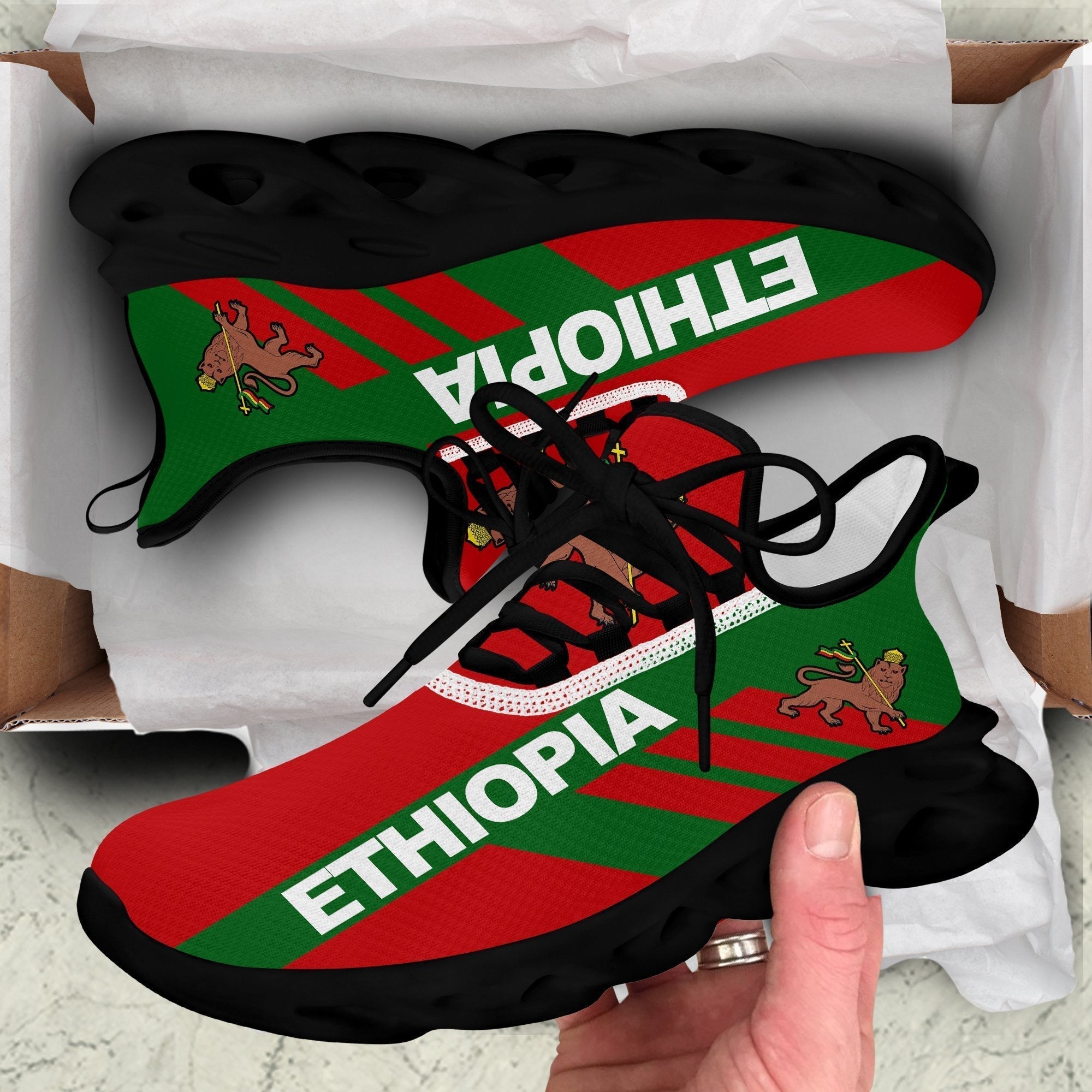 Wonder Print Shop Footwear - Ethiopia Stripe Style Clunky Sneakers LT10
