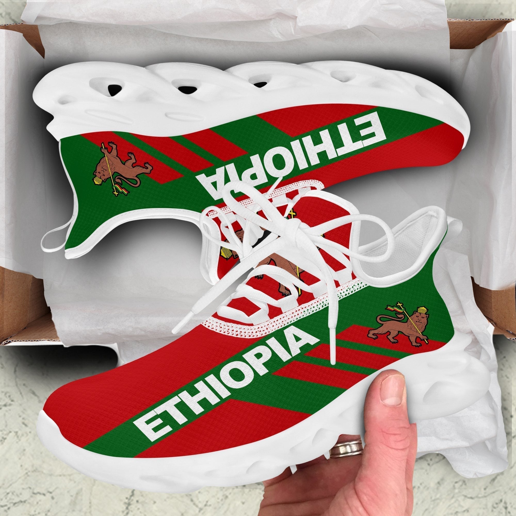 Wonder Print Shop Footwear - Ethiopia Stripe Style Clunky Sneakers LT10