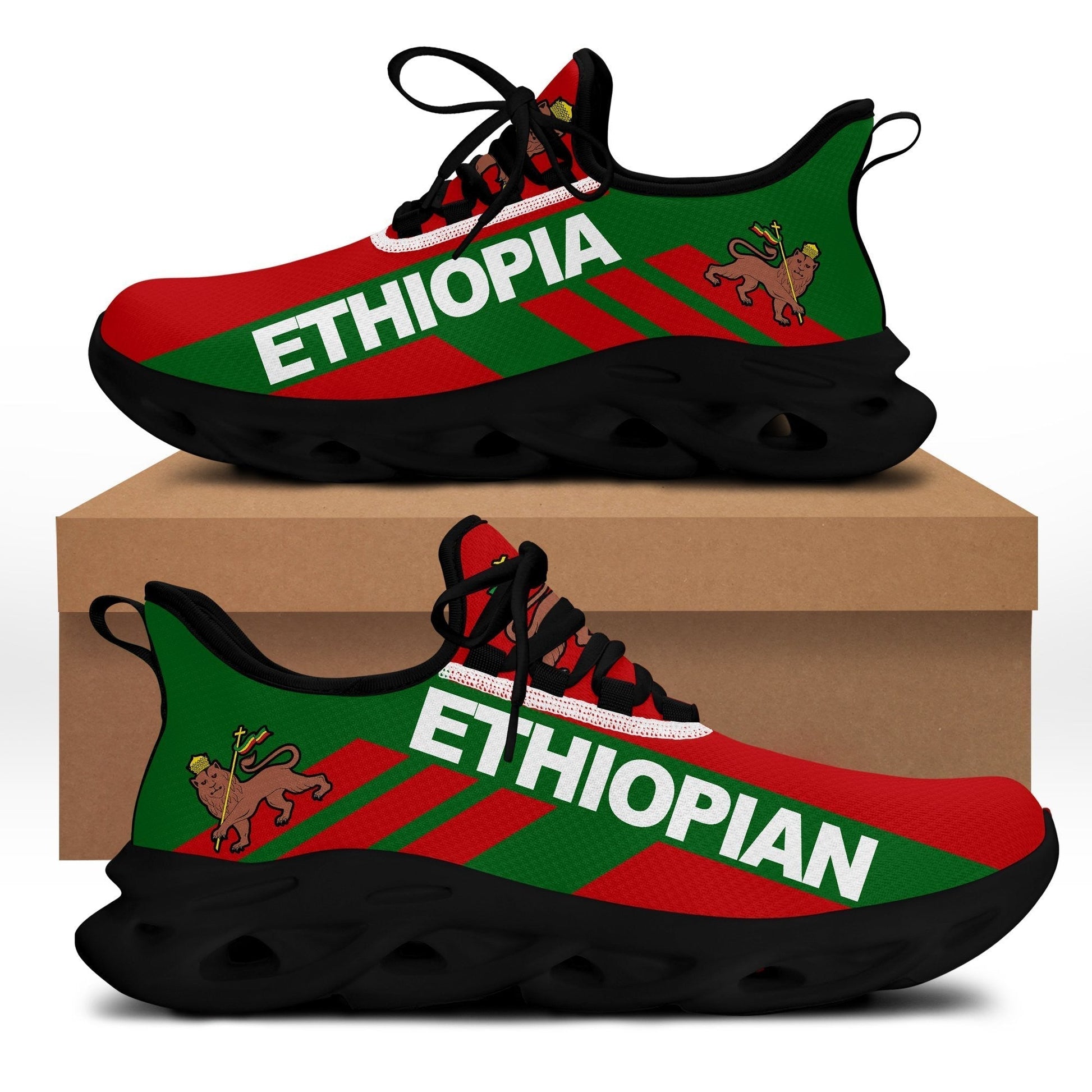 Wonder Print Shop Footwear - Ethiopia Stripe Style Clunky Sneakers LT10
