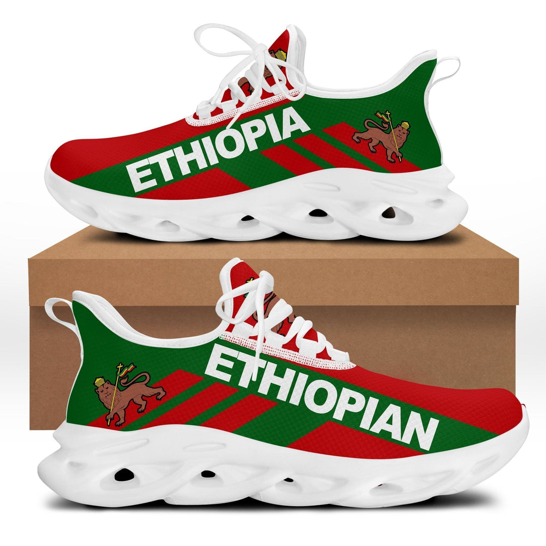 Wonder Print Shop Footwear - Ethiopia Stripe Style Clunky Sneakers LT10
