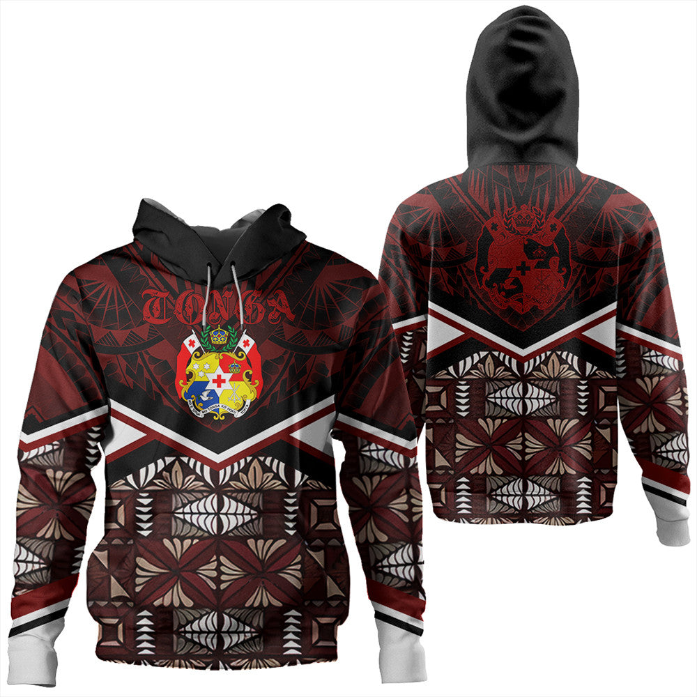 Wonder Print Shop Tonga Hoodie - Tonga Ngatu Kupesi Hoodie Coat Of Arms LT10