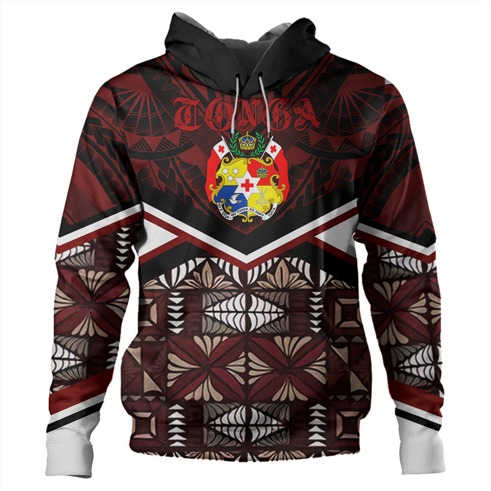 Wonder Print Shop Tonga Hoodie - Tonga Ngatu Kupesi Hoodie Coat Of Arms LT10