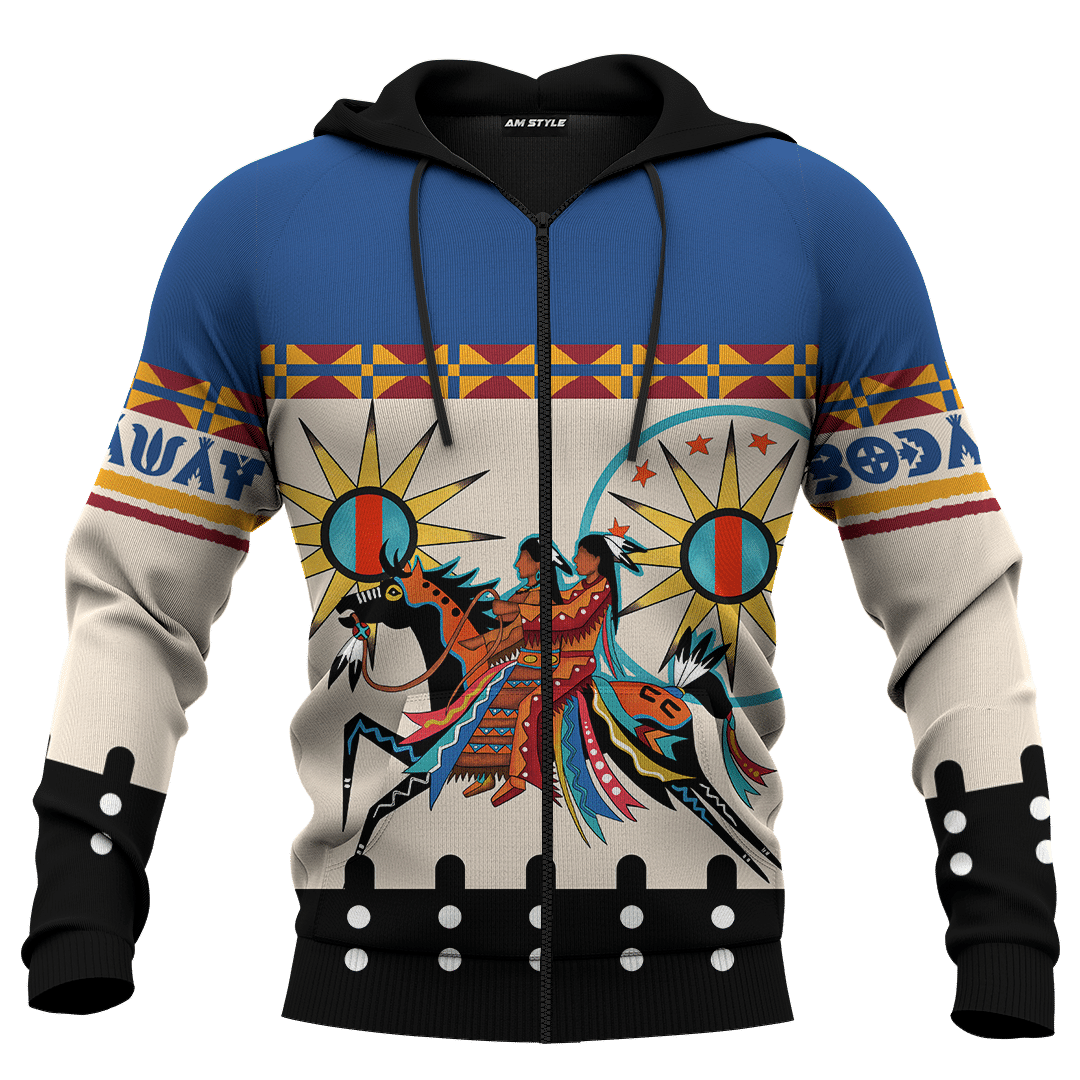 Native American Indian Horse Tipi Patterns Ledger Art For Couple Customized 3D All Over Printed Hoodie