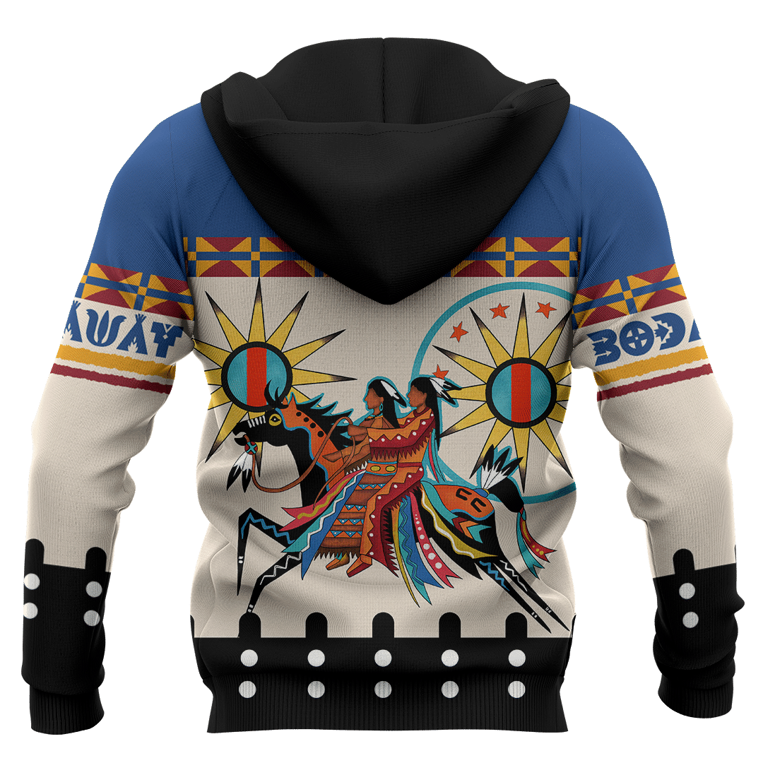 Native American Indian Horse Tipi Patterns Ledger Art For Couple Customized 3D All Over Printed Hoodie