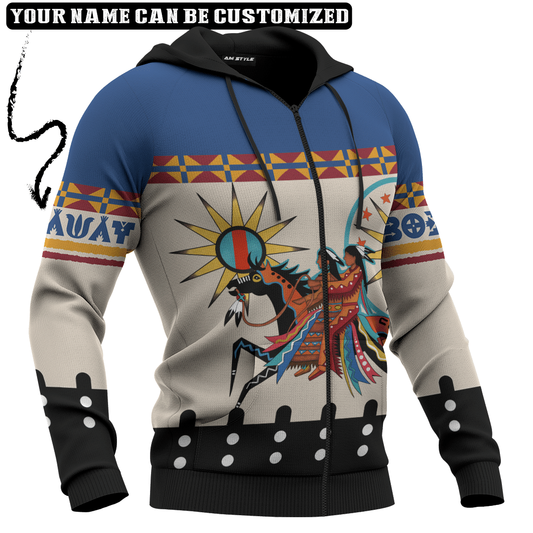 Native American Indian Horse Tipi Patterns Ledger Art For Couple Customized 3D All Over Printed Hoodie