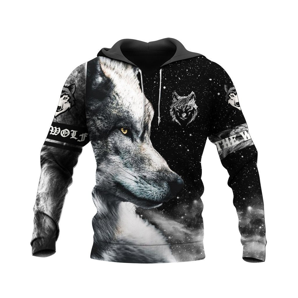 Wolf Black Native American All Over Printed Hoodie Unisex