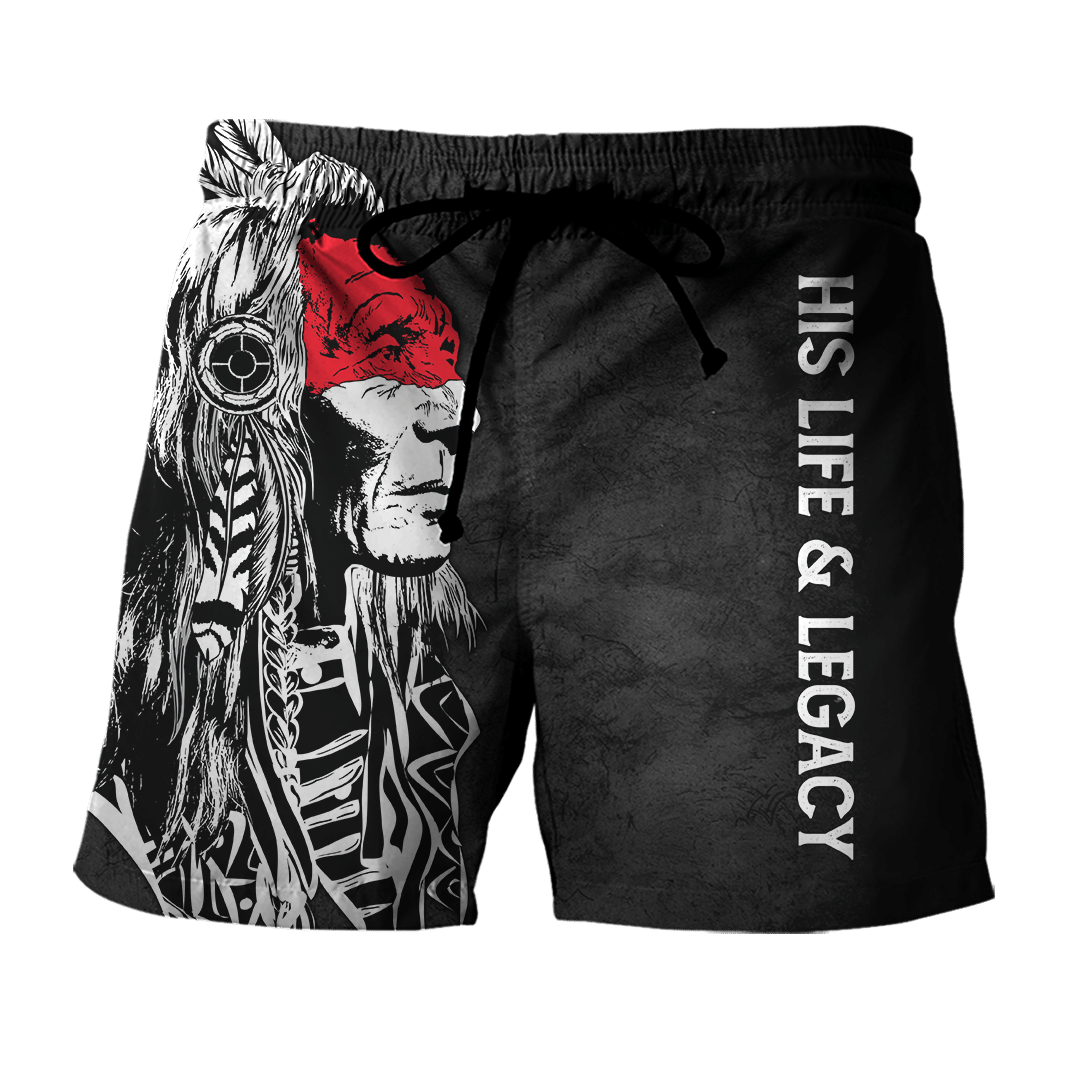 Sitting Bull Black and White Native American Customized All Overprinted Men Shorts