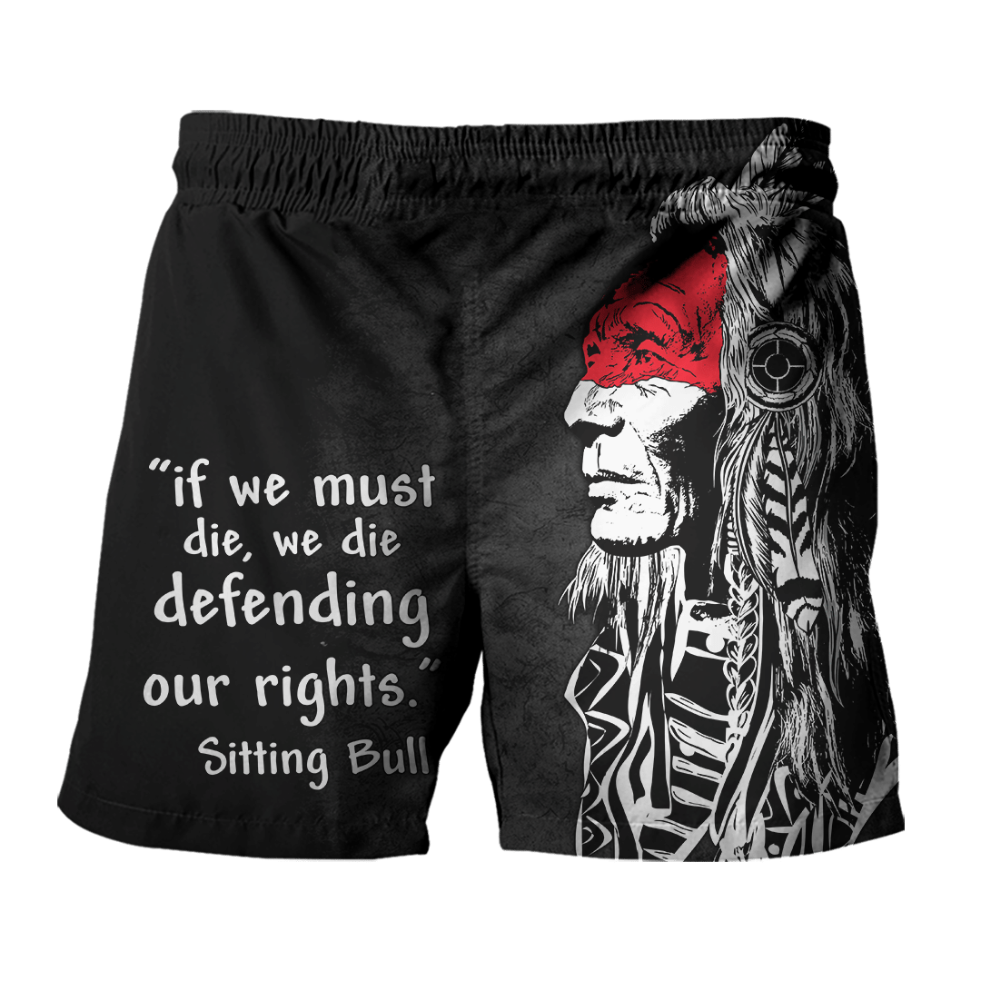 Sitting Bull Black and White Native American Customized All Overprinted Men Shorts