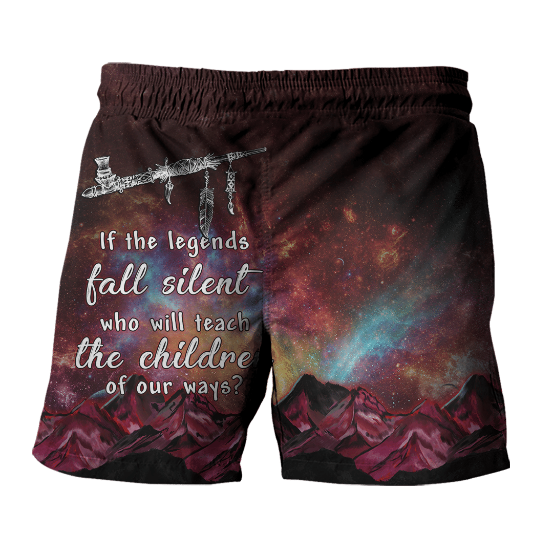 Sitting Bull and Chief Joseph Galaxy Color Native American Customized All Overprinted Men Shorts