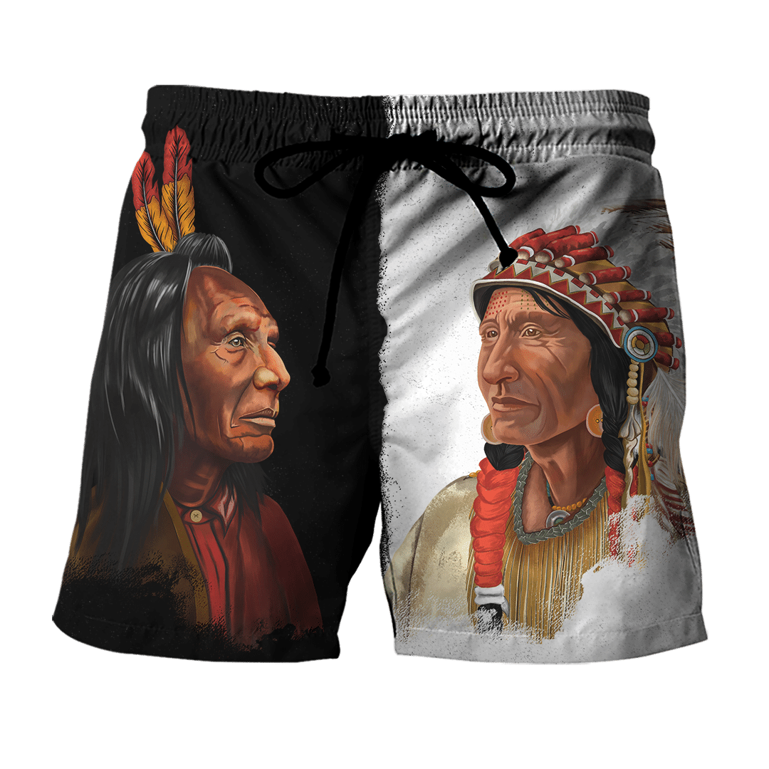 Sitting Bull and Chief Joseph Native American History and Legacy Customized All Overprinted Men Shorts