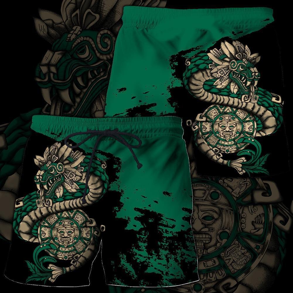 Mexico Aztec Quetzalcoatl Sun Stone All Over Printed Unisex Men Shorts