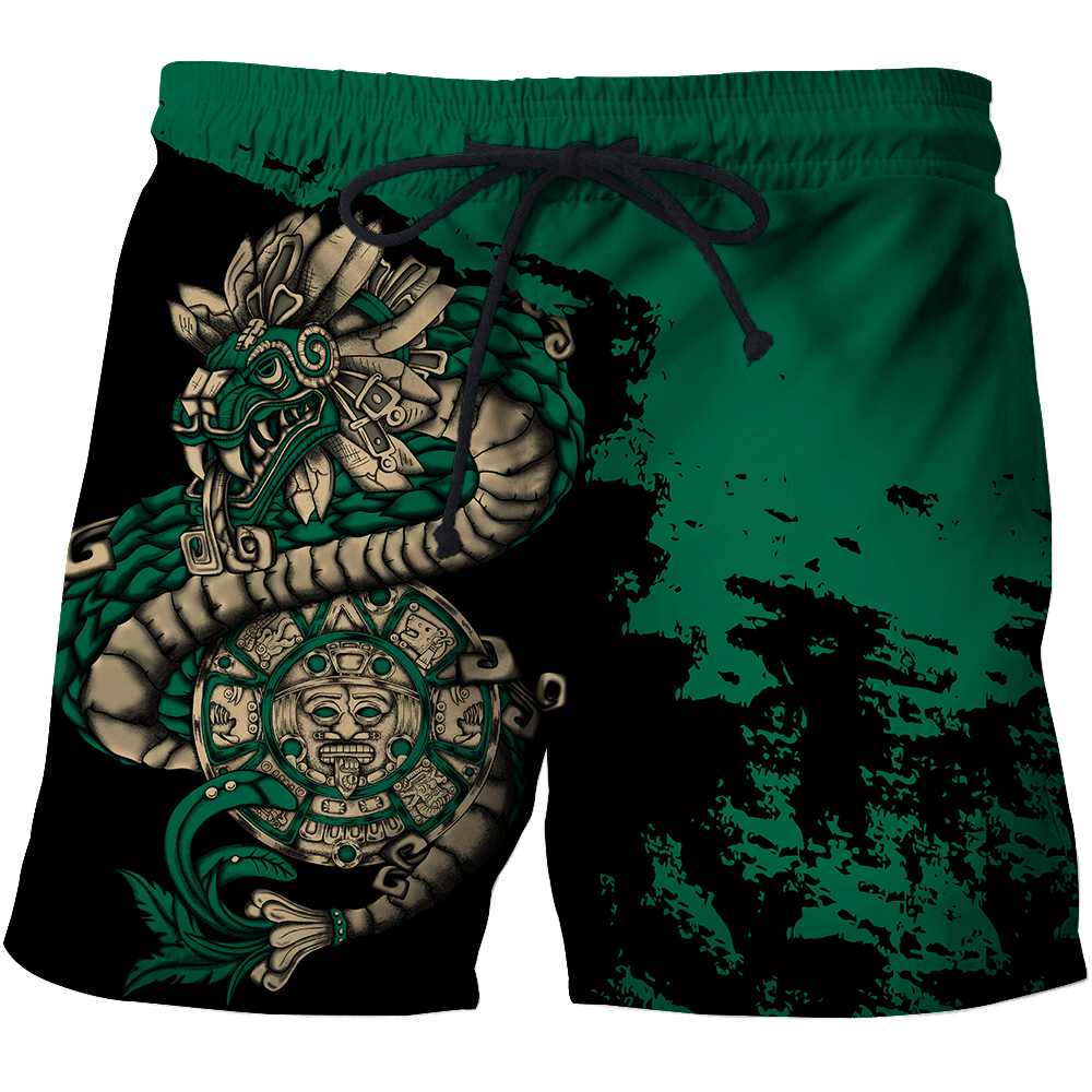 Mexico Aztec Quetzalcoatl Sun Stone All Over Printed Unisex Men Shorts