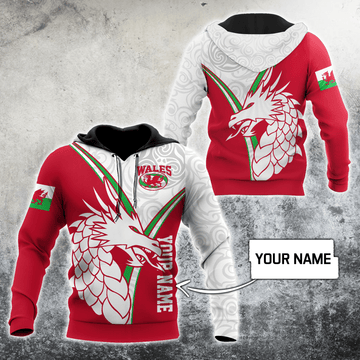 Premium Custom 3D Printed Wales Dragon Hoodie