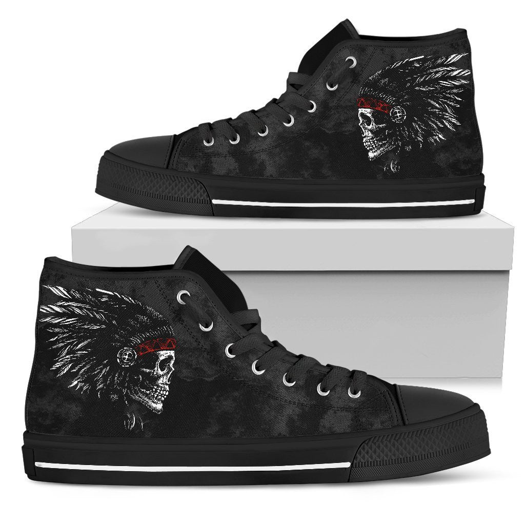 Ancient Skull Pattern Native American All Over Printed High Top Shoes