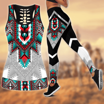 Brocade Patterns Native American All Over Printed Leggings and Hollow Tank- AM Style Design