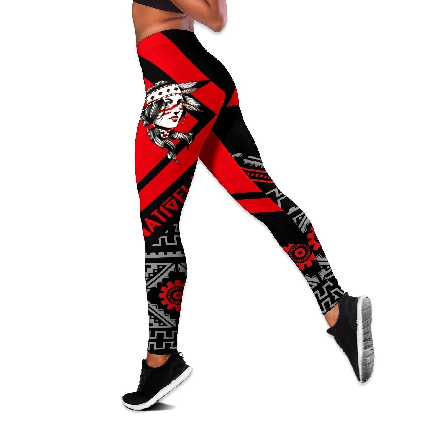 Native Girl Native American All Over Printed Leggings and Hollow Tank