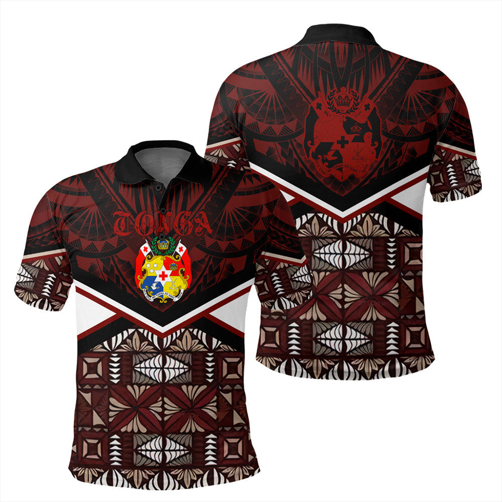 Tonga Polo Shirt Tonga Ngatu Kupesi Polo Shirt Coat Of Arms LT10