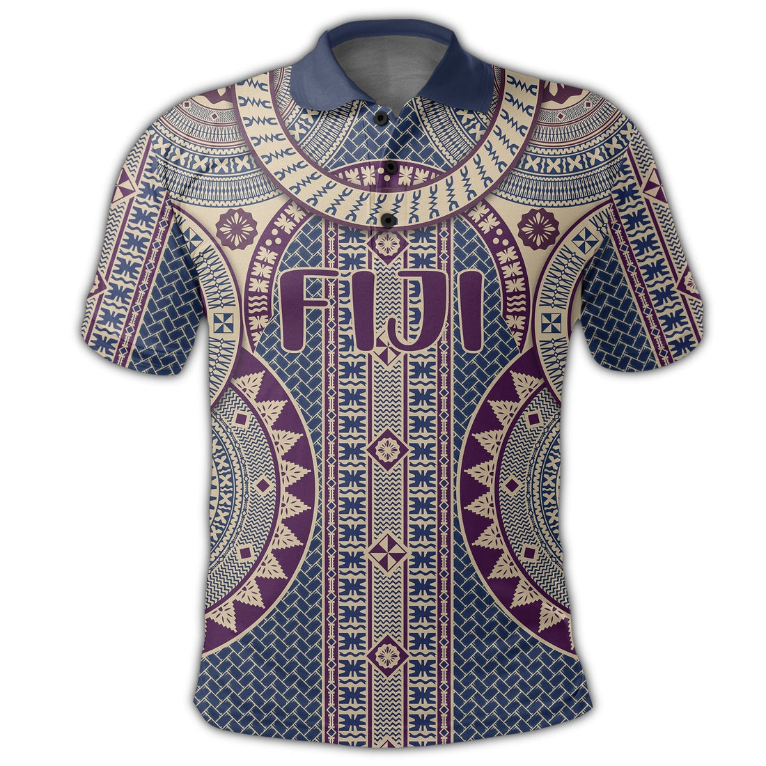 Fiji Polo Shirt Circle Tapa Fala Masi LT10