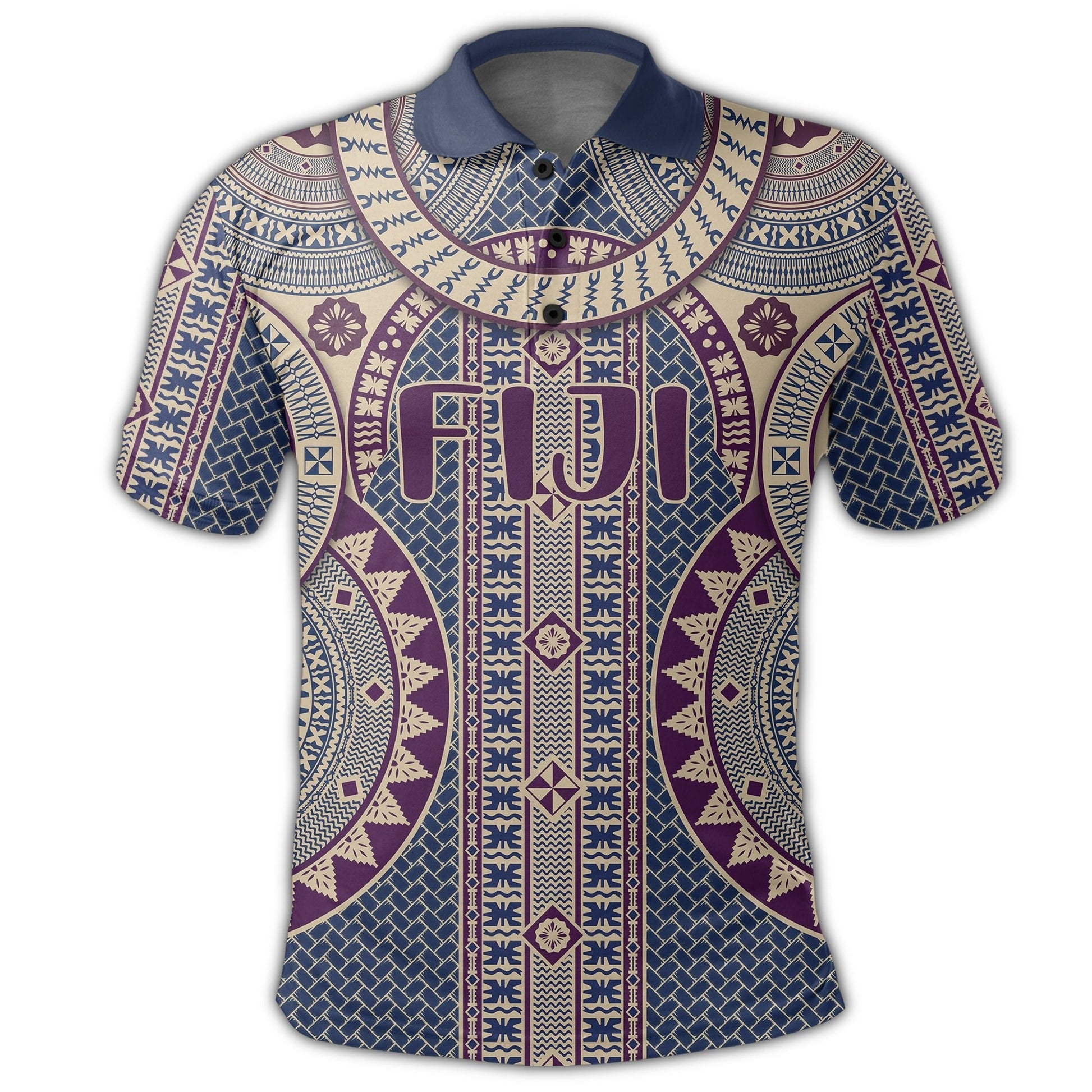 Fiji Polo Shirt Circle Tapa Fala Masi LT10