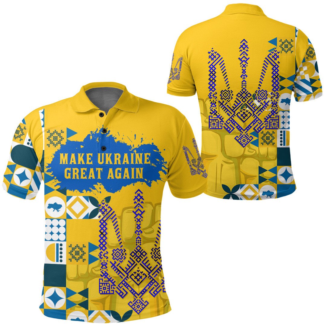 Ukraine Polo Shirt Make Ukraine Great Again RLT6