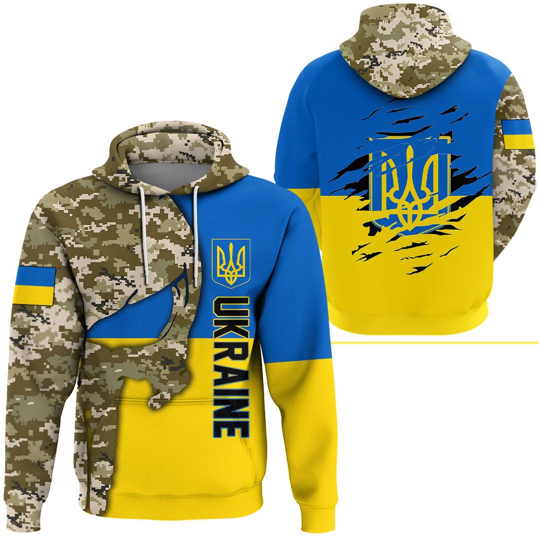 Ukraine Camo Skull Hoodie RLT7
