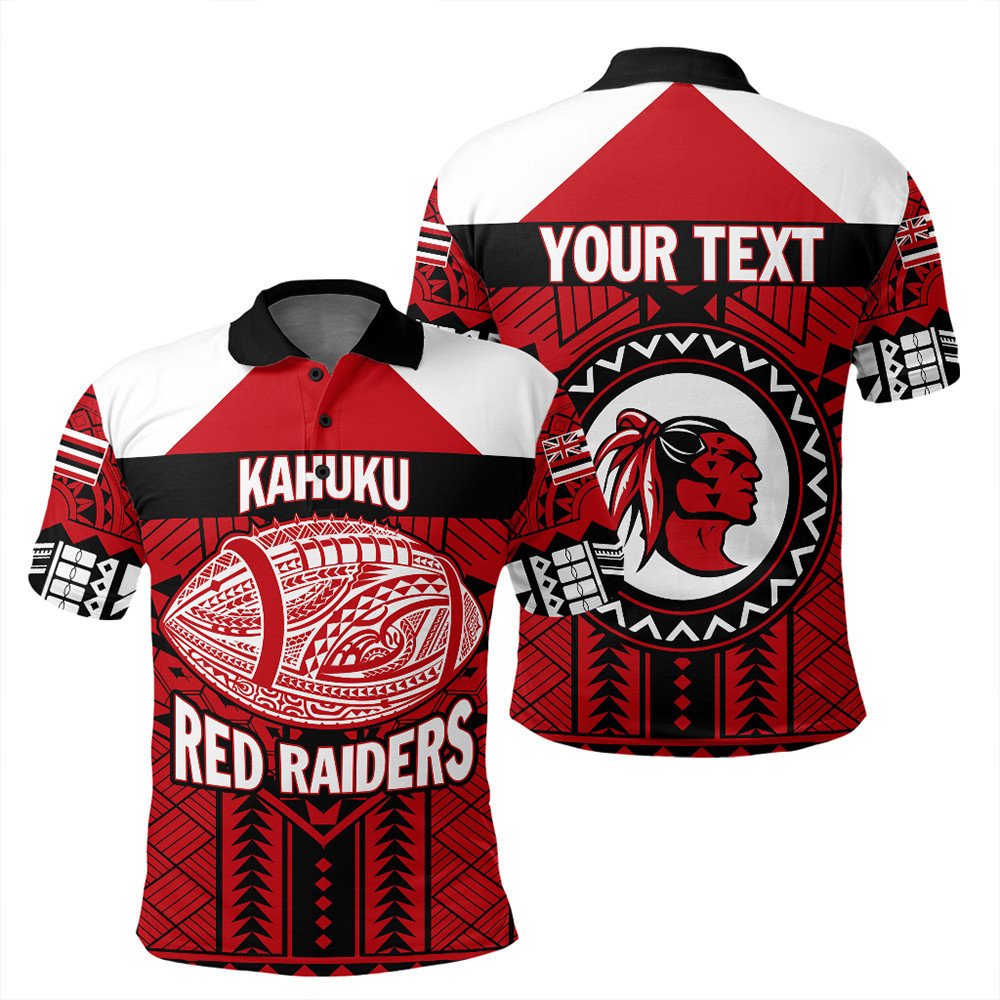 Custom Hawaiian High Kahuku Red Raiders Football Polo Shirt LT10