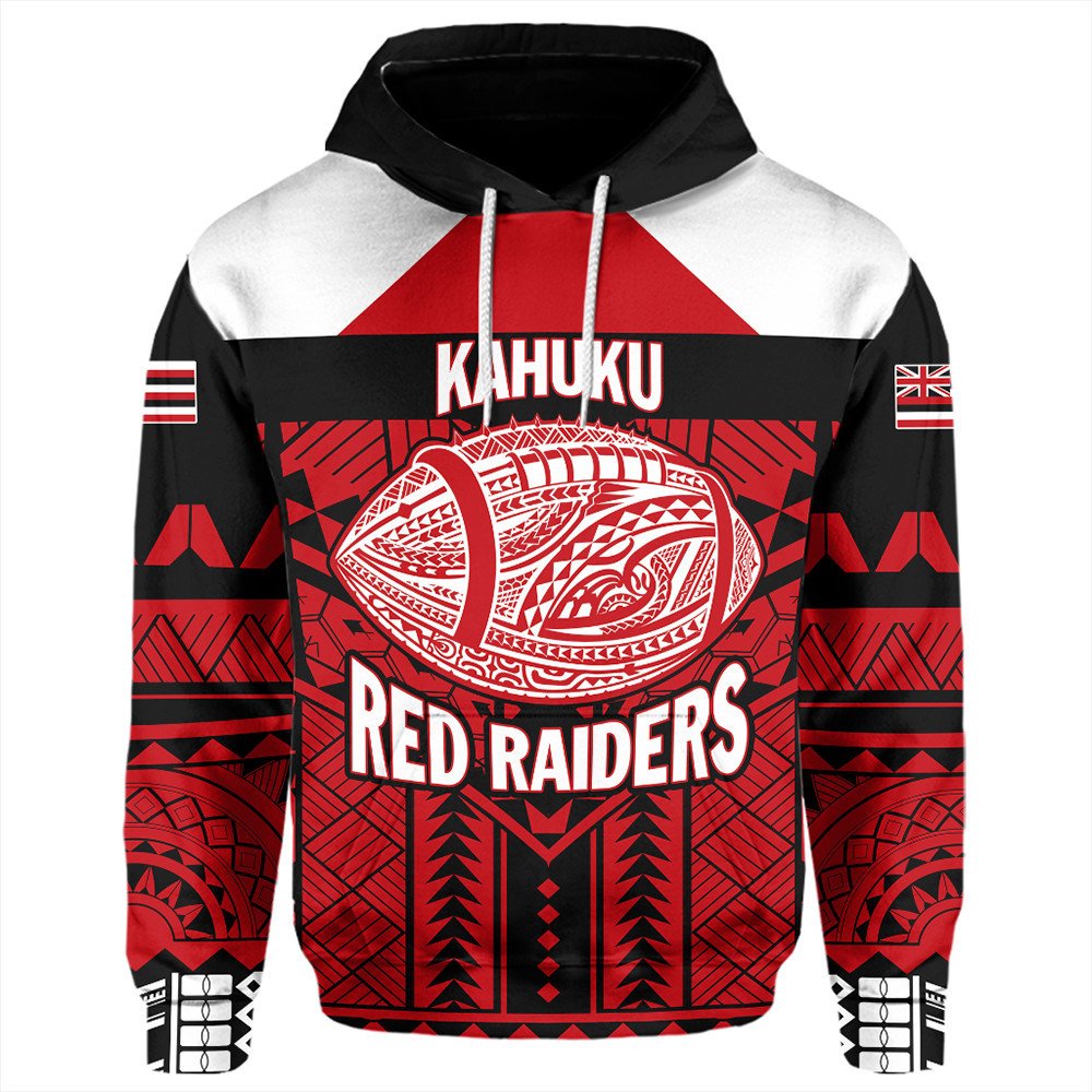 Polynesian Hoodie Custom Hawaiian High Kahuku Red Raiders Football Hoodie LT10