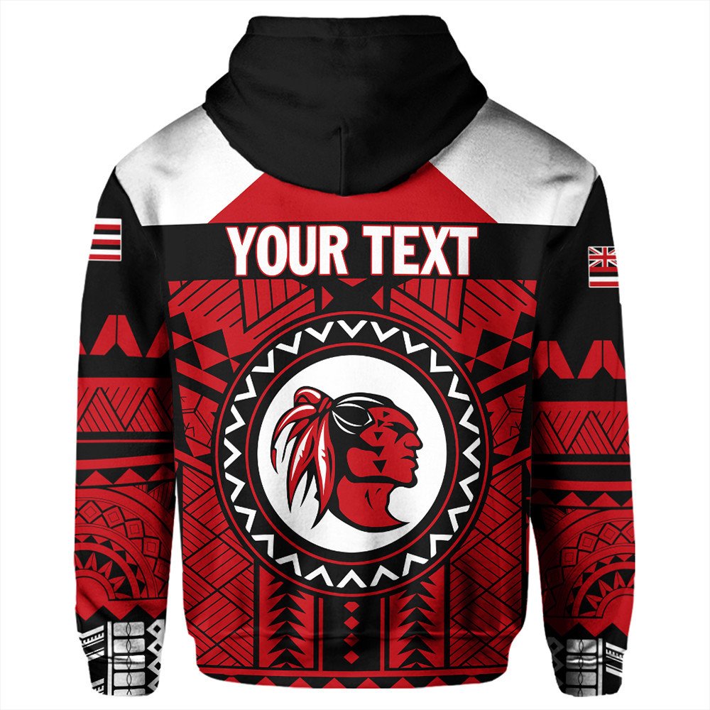 Polynesian Hoodie Custom Hawaiian High Kahuku Red Raiders Football Zip Hoodie LT10