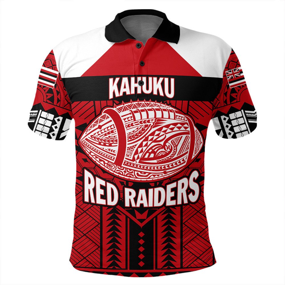 Custom Hawaiian High Kahuku Red Raiders Football Polo Shirt LT10