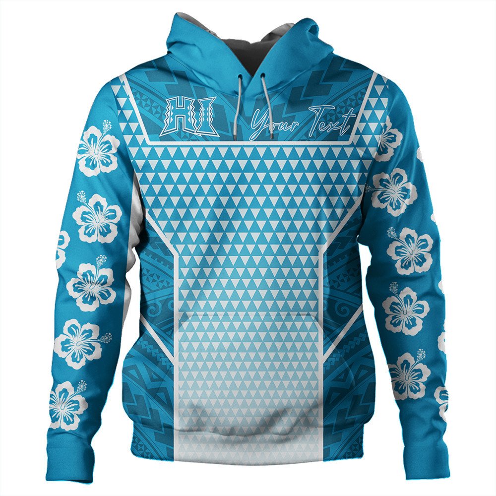 Polynesian Hoodie Custom Kakau Hawaii Polynesian Blue Gradient Hoodie LT10