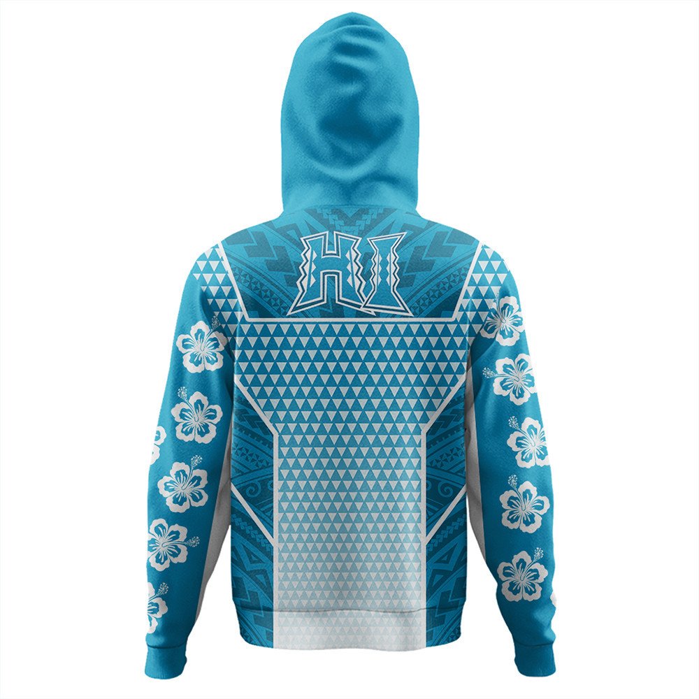 Polynesian Hoodie Custom Kakau Hawaii Polynesian Blue Gradient Hoodie LT10