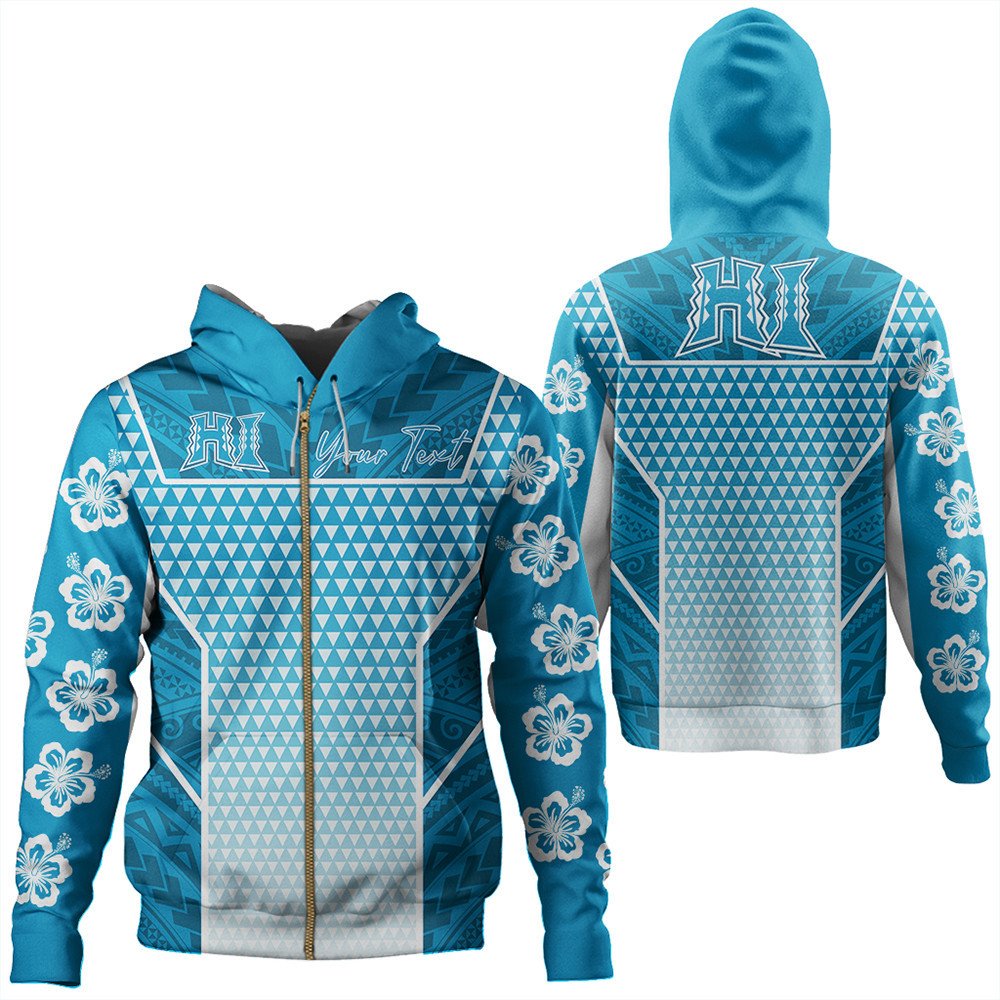 Polynesian Hoodie Custom Kakau Hawaii Polynesian Blue Gradient Zip Hoodie LT10
