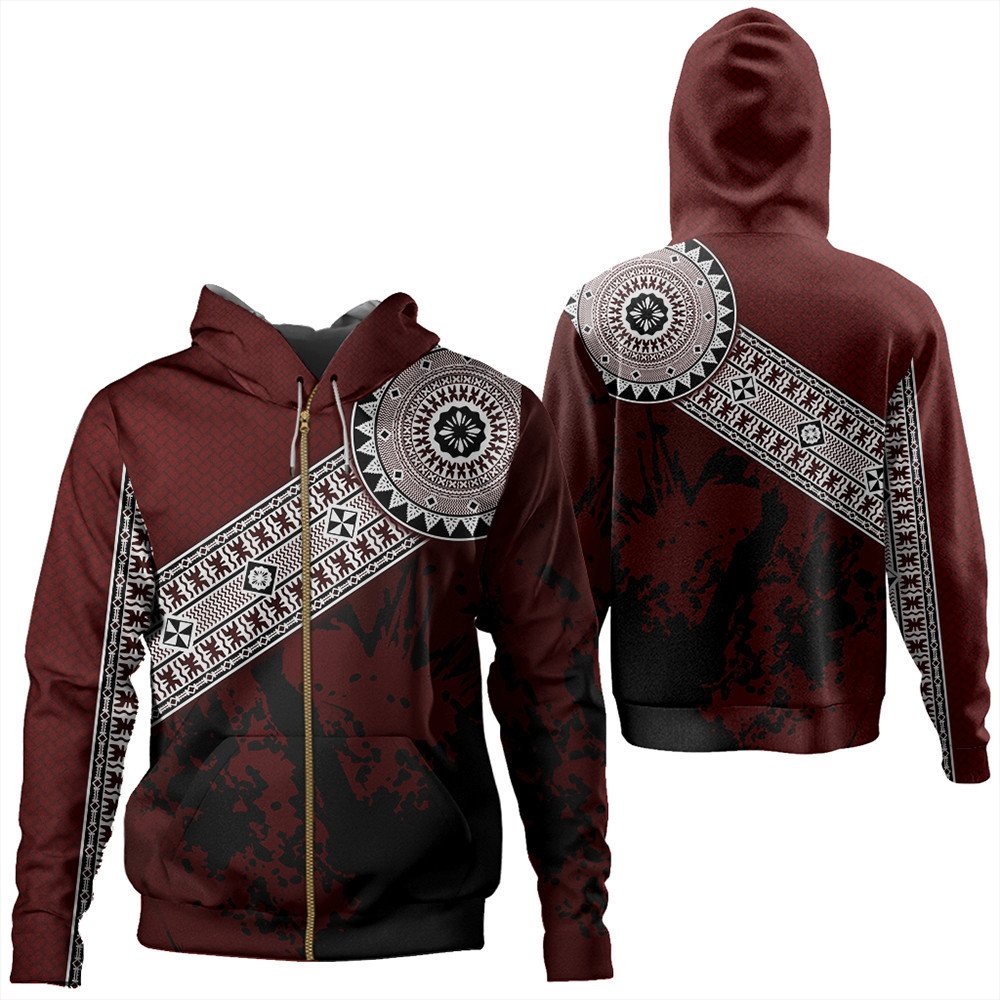 Polynesian Hoodie Fiji Masa Paint Style Zip Hoodie LT10