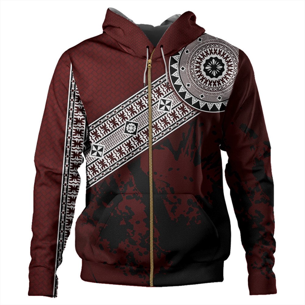Polynesian Hoodie Fiji Masa Paint Style Zip Hoodie LT10