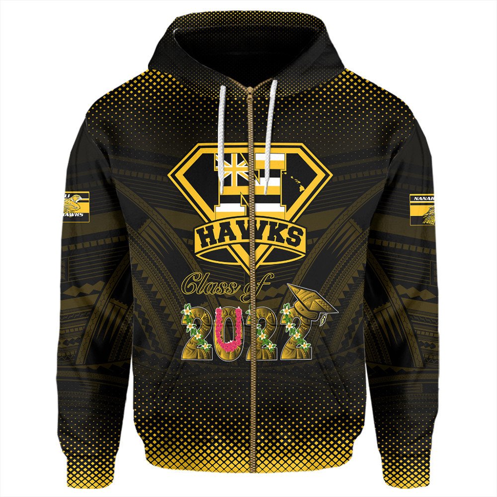 Polynesian Hoodie Custom Hawaii Class Of Nanakuli Golden Hawks Zip Hoodie LT10