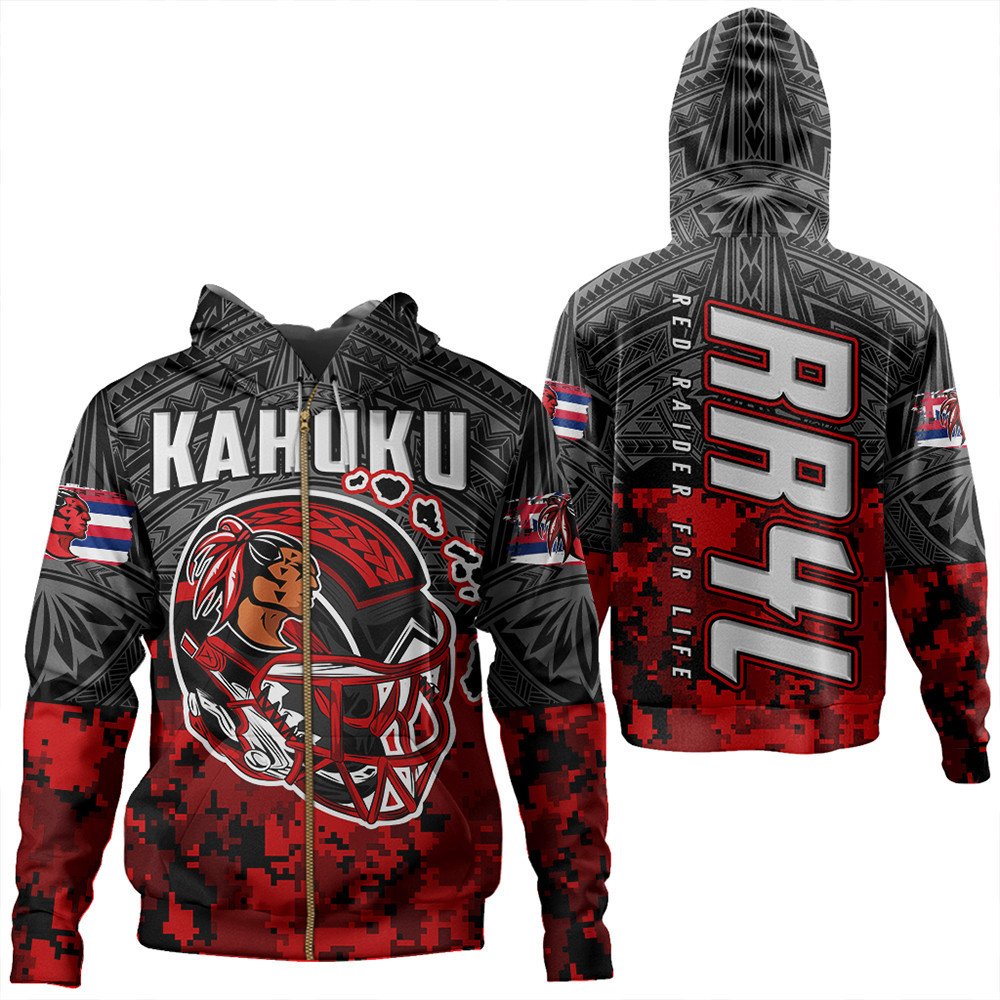 Polynesian Hoodie Red Raider For Life Zip Hoodie LT10