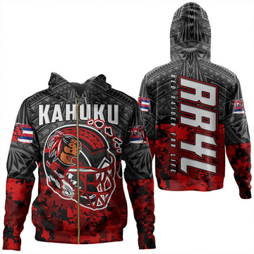 Polynesian Hoodie Red Raider For Life Zip Hoodie LT10