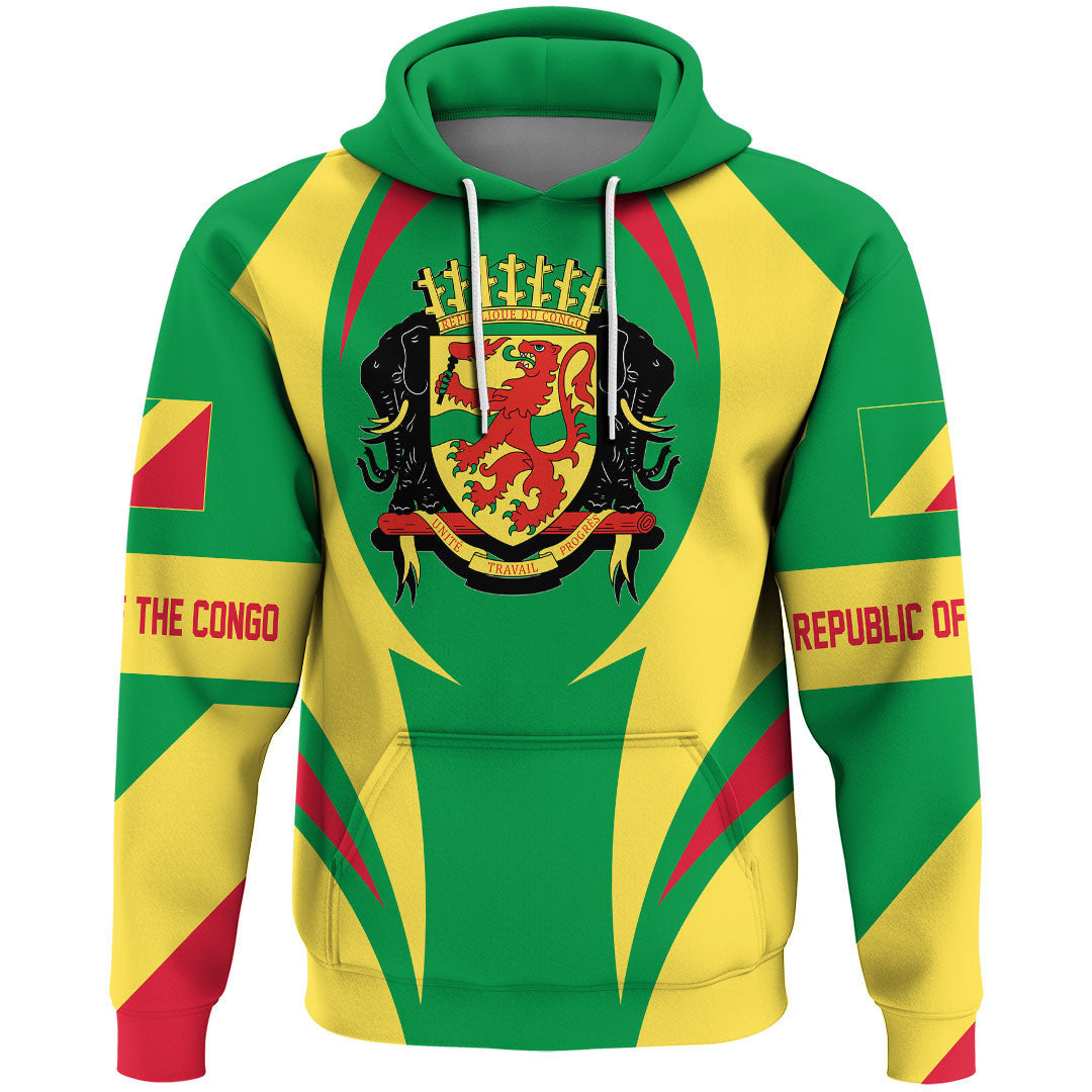 Republic Of The Congo Hoodie Action Flag RLT7