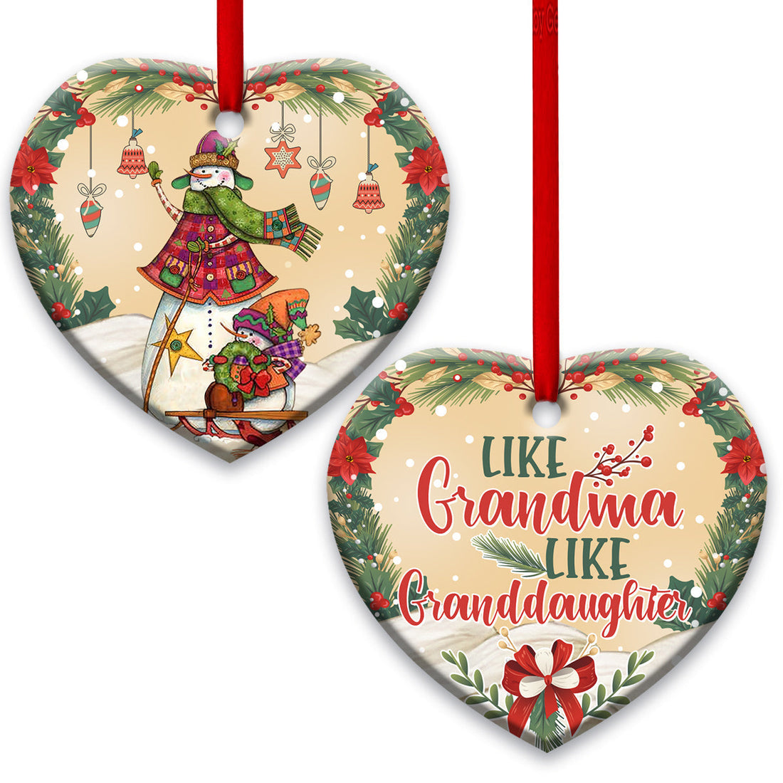 Family Like Grandma Like Granddaughter Heart Ornament