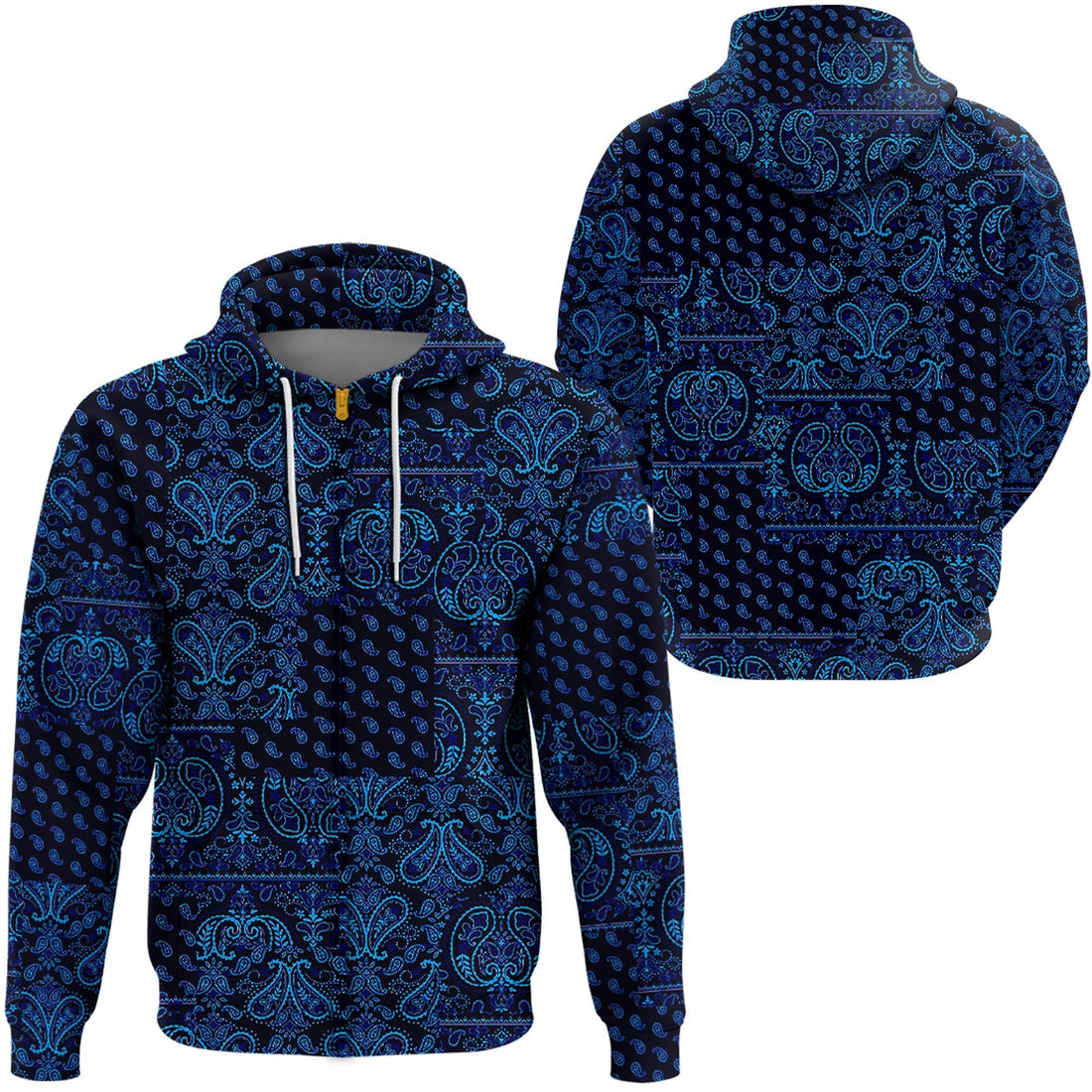 Paisley Bandana Pattern Seamless Blue Hoodie Ver.03 RLT13