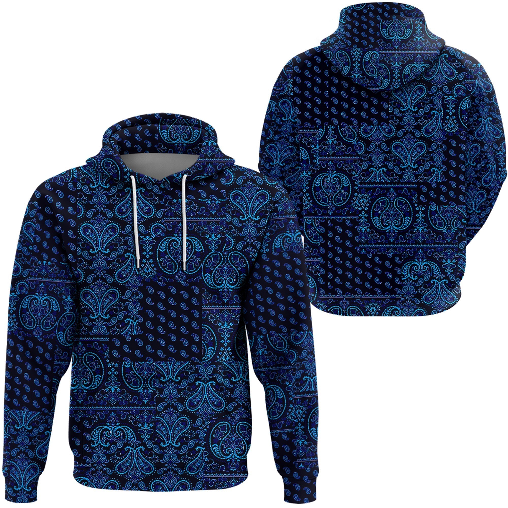 Paisley Bandana Pattern Seamless Blue Hoodie Ver.03 RLT13