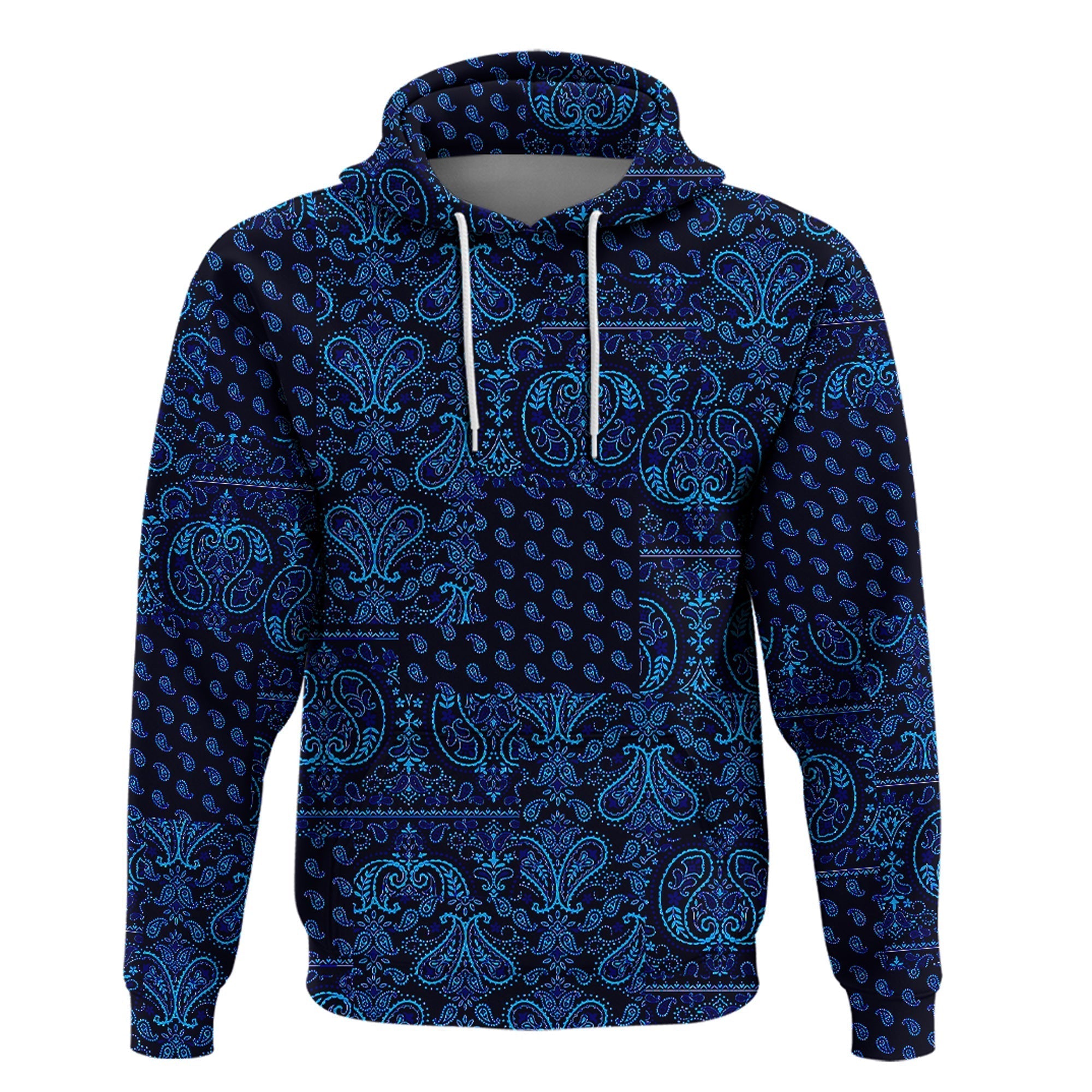 Paisley Bandana Pattern Seamless Blue Hoodie Ver.03 RLT13