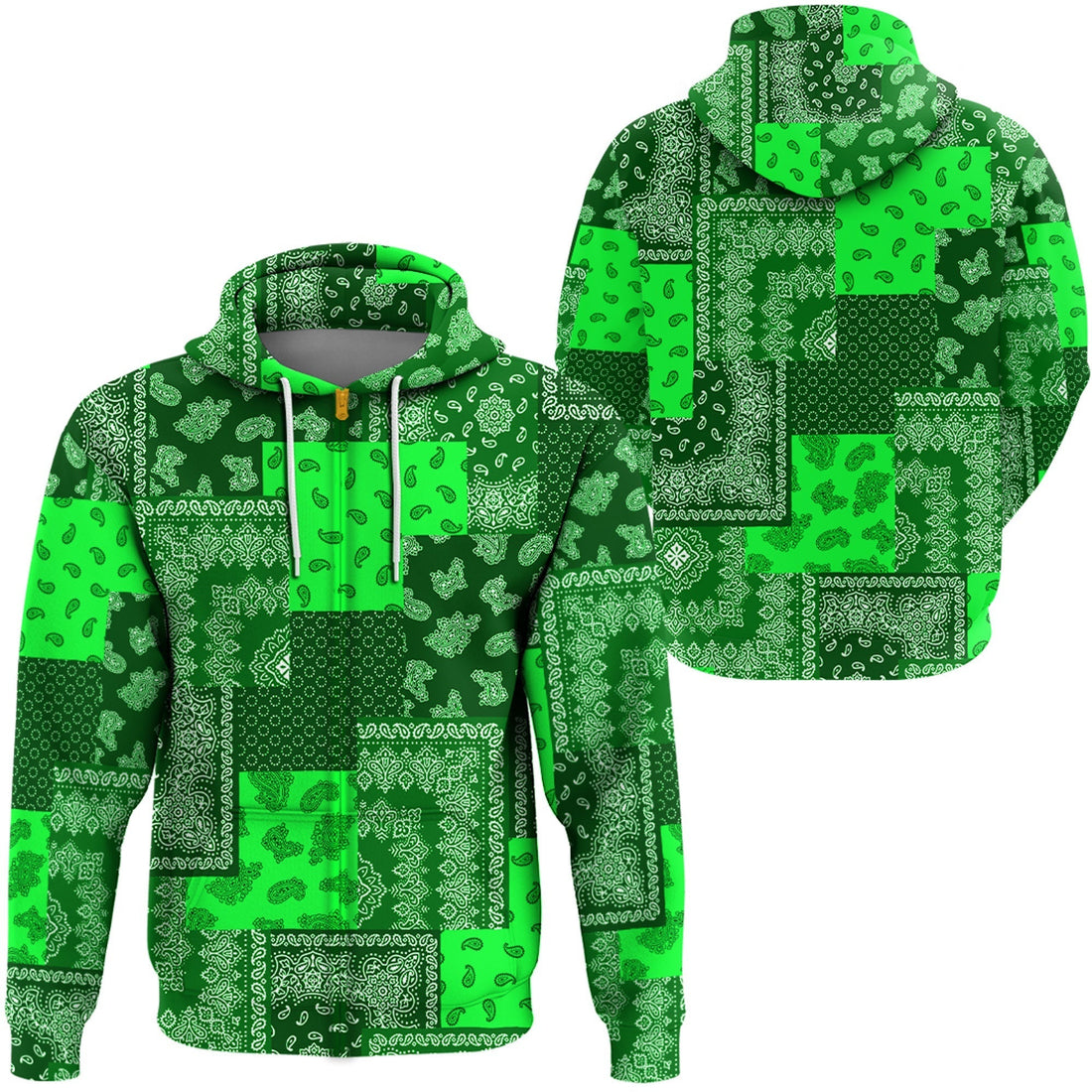 Paisley Bandana Pattern Seamless Green Hoodie Ver.02 RLT13