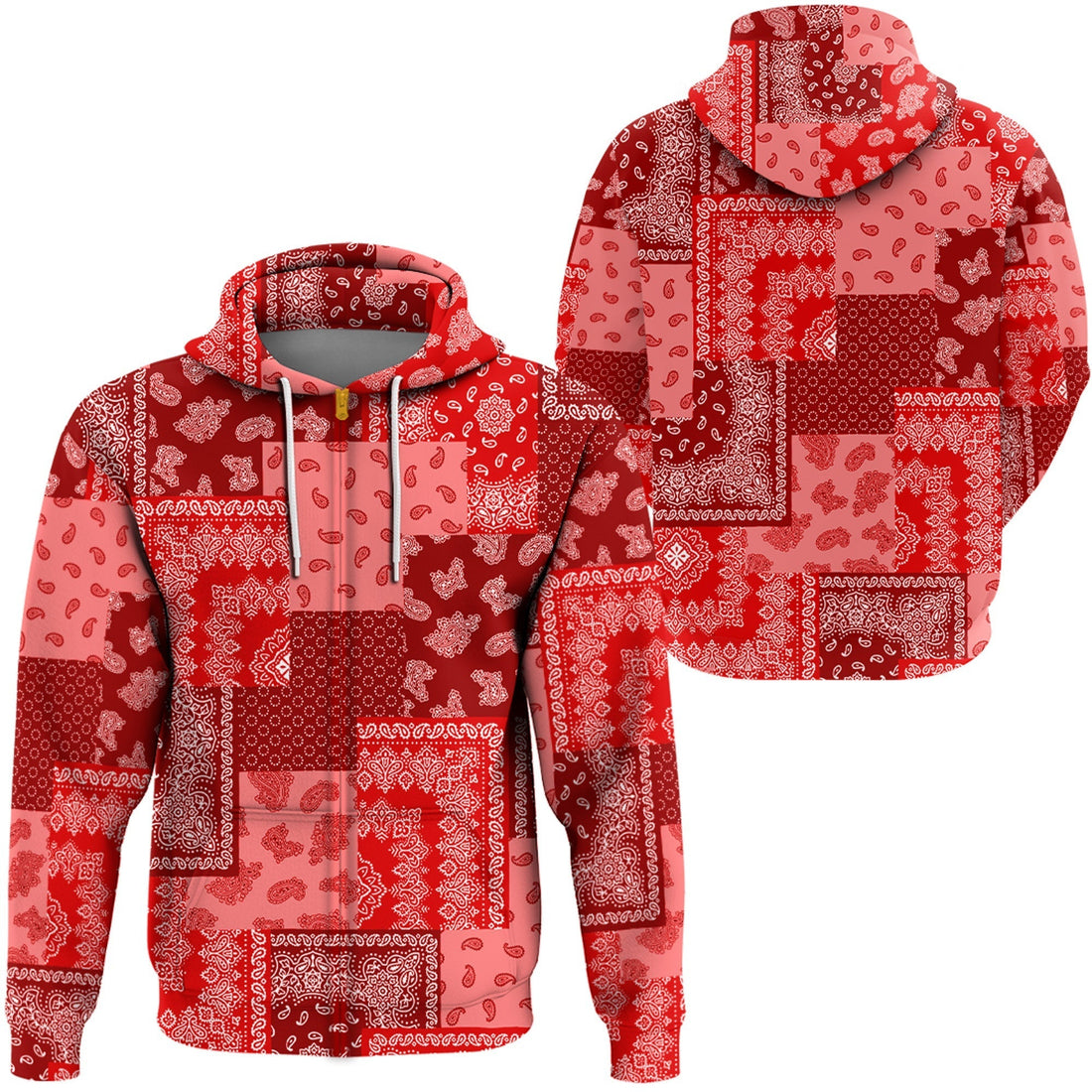 Paisley Bandana Hoodie Pattern Seamless Red Ver.02 RLT13