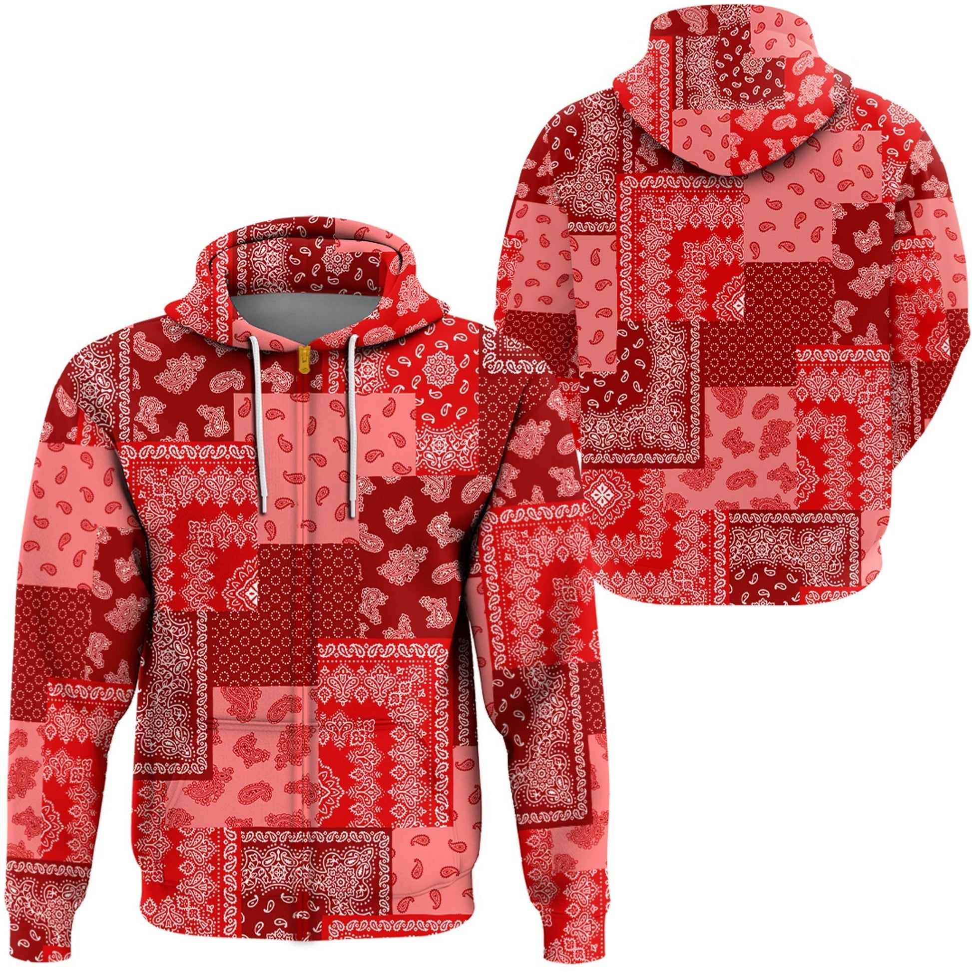 Paisley Bandana Hoodie Pattern Seamless Red Ver.02 RLT13