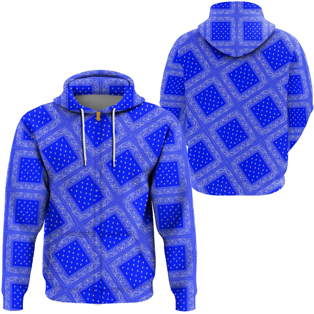 Paisley Bandana Pattern Seamless Blue Hoodie Ver.02 RLT13