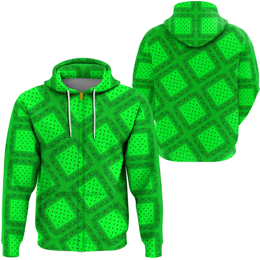 Paisley Bandana Pattern Seamless Green Hoodie RLT13